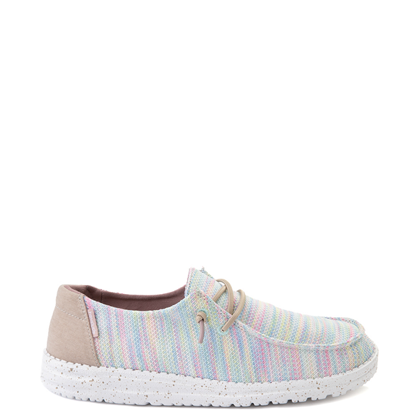 Main view of Womens Hey Dude Wendy Sox Slip On Casual Shoe - Aurora White / Pastel Multicolor
