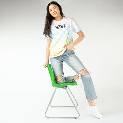 Alternate view of Womens Vans Popsicle Oversized Tee - Rainbow Fade / Wavy Check