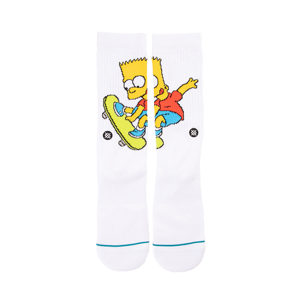 Main view of Mens Stance x The Simpsons Bart Simpson Crew Socks - White