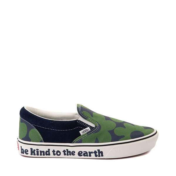 Main view of Vans Slip On ComfyCush&reg; Be Kind To The Earth Skate Shoe - Dress Blue / Celery Green