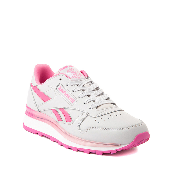 alternate view Reebok Classic Leather Clip Athletic Shoe - Big Kid - Gray / PinkALT5