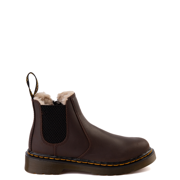 Main view of Dr. Martens 2976 Faux Fur-Lined Chelsea Boot - Little Kid / Big Kid - Dark Brown