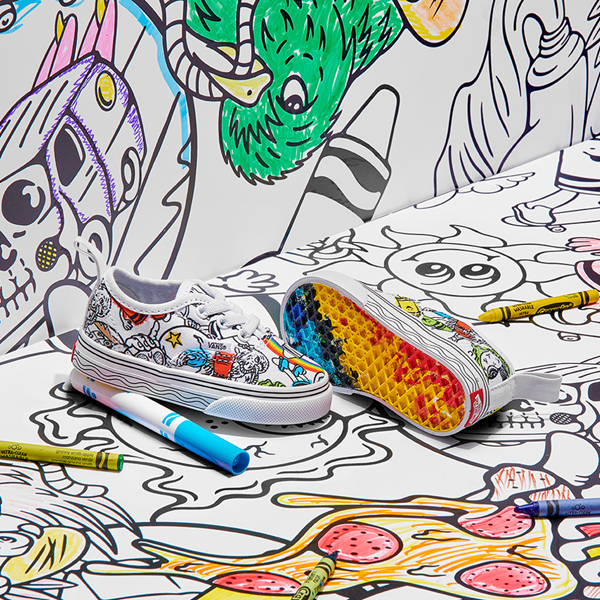 alternate view Vans x Crayola Authentic DIY Sketch Your Way Skate Shoe - Baby / Toddler - WhiteALT1B