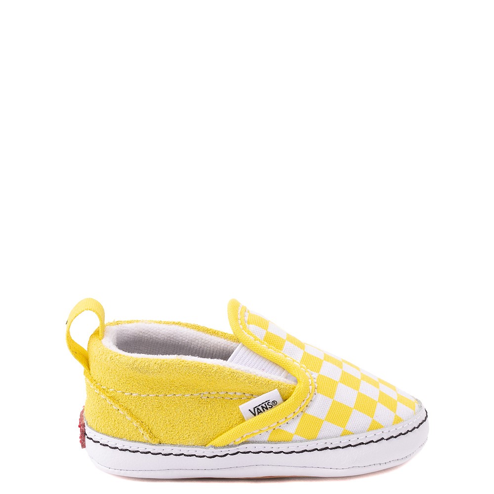 yellow slip on vans checkered