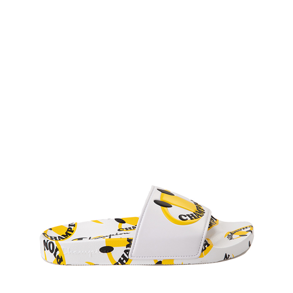 Main view of Champion IPO Slide Sandal - Big Kid - White / Smiley Faces