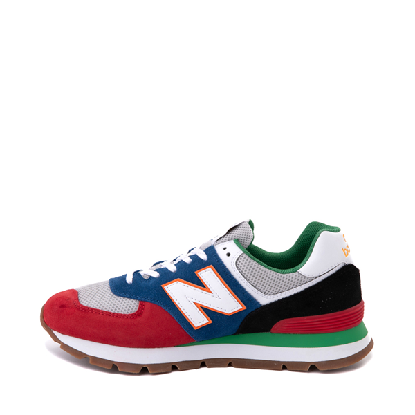 alternate view Mens New Balance 574 Rugged Athletic Shoe - Red / Blue / GreenALT1