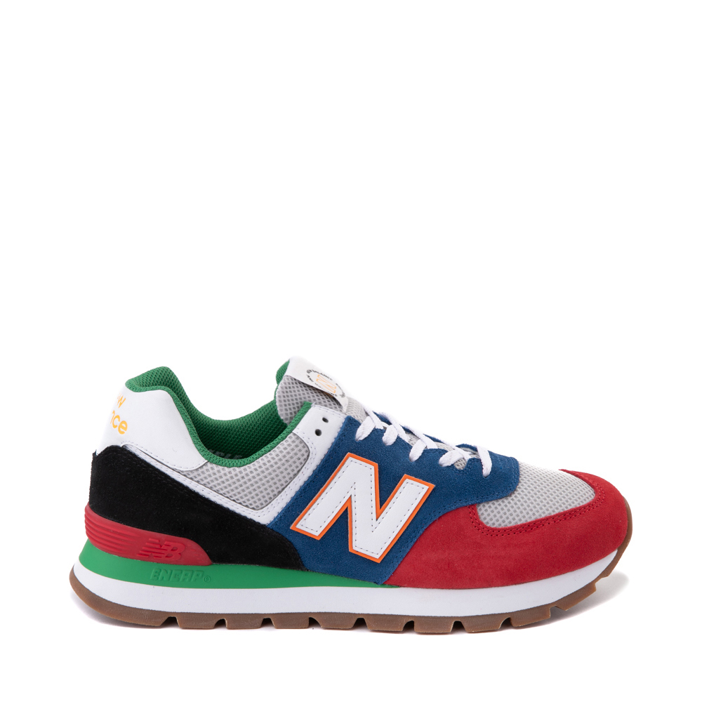 Mens New Balance 574 Rugged Athletic Shoe - Red / Blue / Green