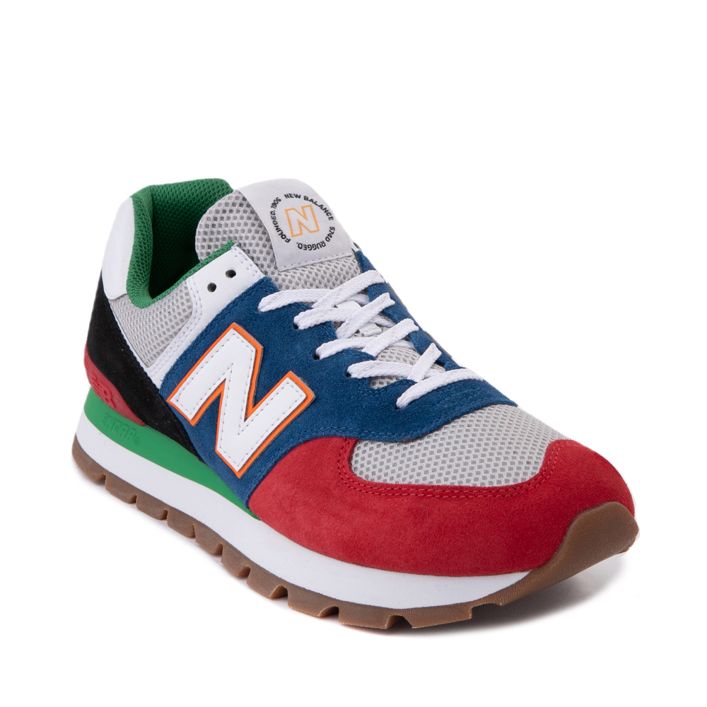 new balance men's 574 shoes blue with red