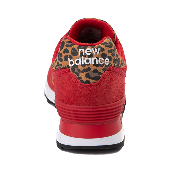 alternate view Womens New Balance 574 Athletic Shoe - Red / LeopardALT4