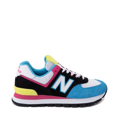 Alternate view of Womens New Balance 574 Rugged Athletic Shoe - Black / Blue / Pink