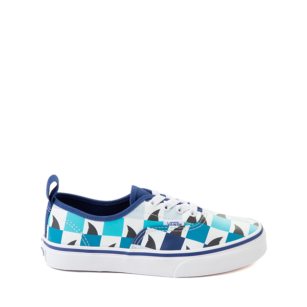 Main view of Vans Authentic Checkerboard Glow Sharks Skate Shoe - Little Kid - Navy / Multicolor