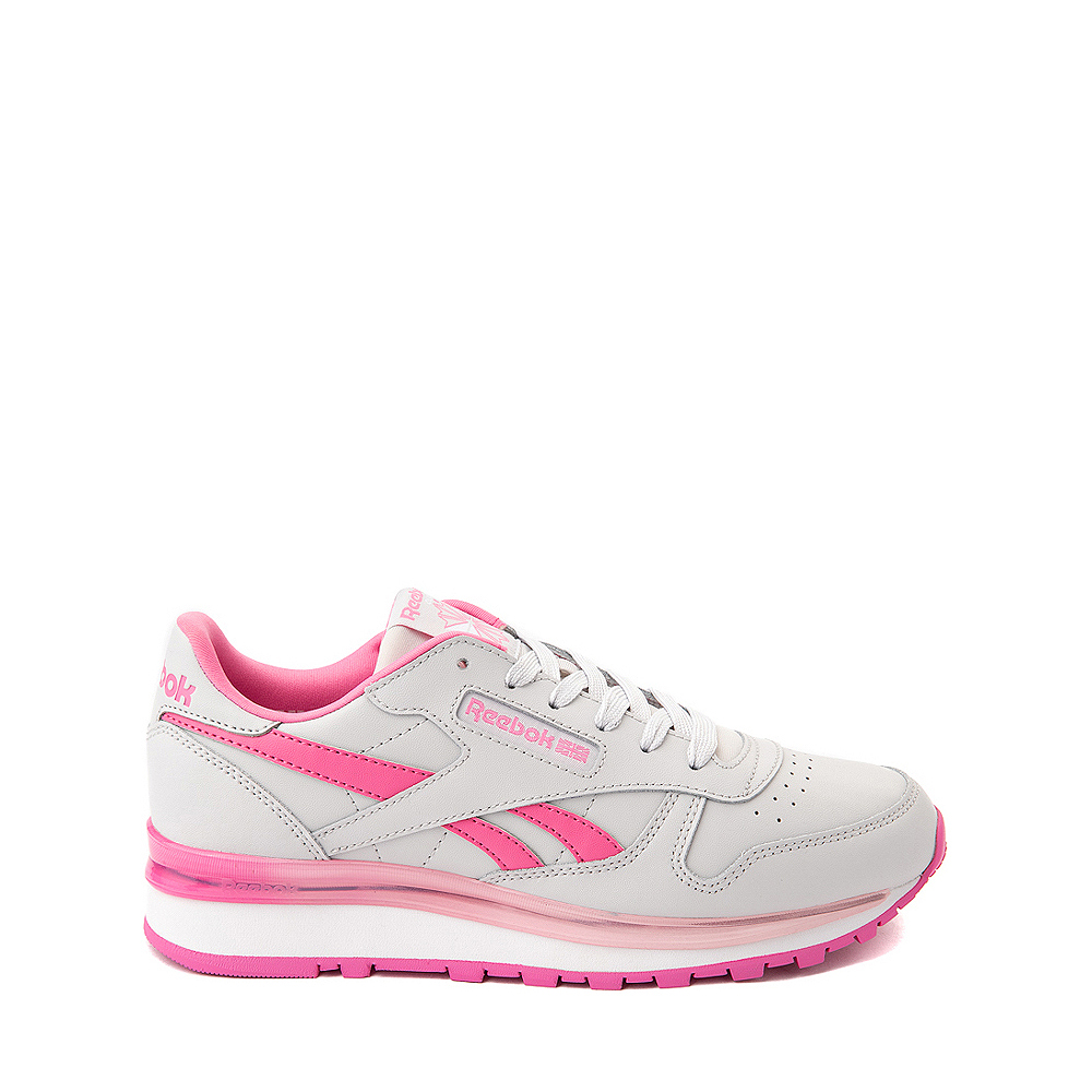 Reebok Classic Leather Clip Athletic Shoe - Little Kid - Gray / Pink