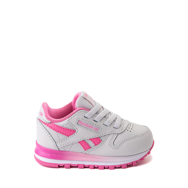 Gooi Convergeren kool Reebok Classic Leather Clip Athletic Shoe - Baby / Toddler - Gray / Pink |  Journeys