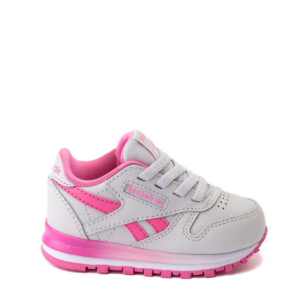 Reebok Classic Leather Clip Athletic Shoe - Baby / Toddler - Gray / Pink