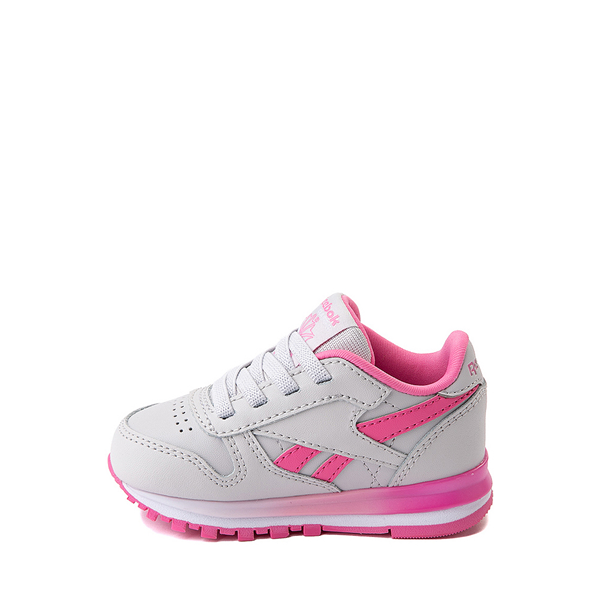 alternate view Reebok Classic Leather Clip Athletic Shoe - Baby / Toddler - Gray / PinkALT1