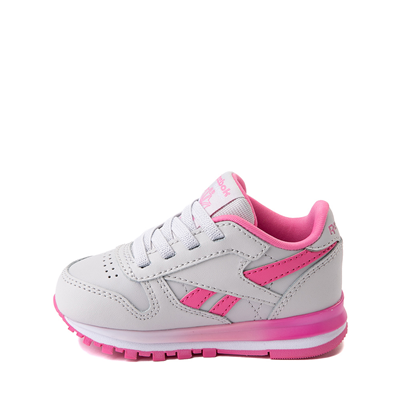 Alternate view of Reebok Classic Leather Clip Athletic Shoe - Baby / Toddler - Gray / Pink