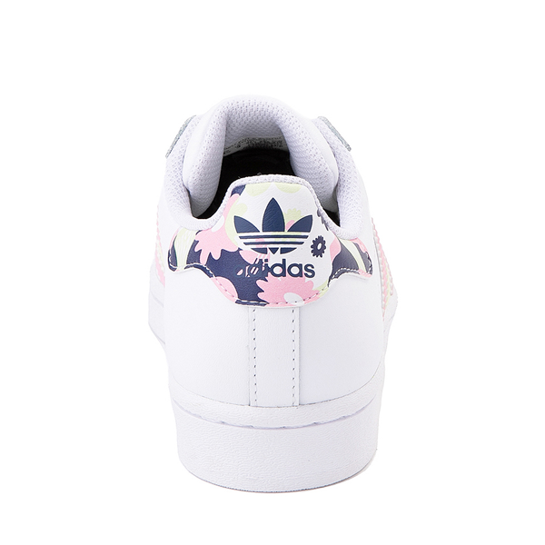 alternate view adidas Superstar Athletic Shoe - Big Kid - White / Pink / Lime / FloralALT4