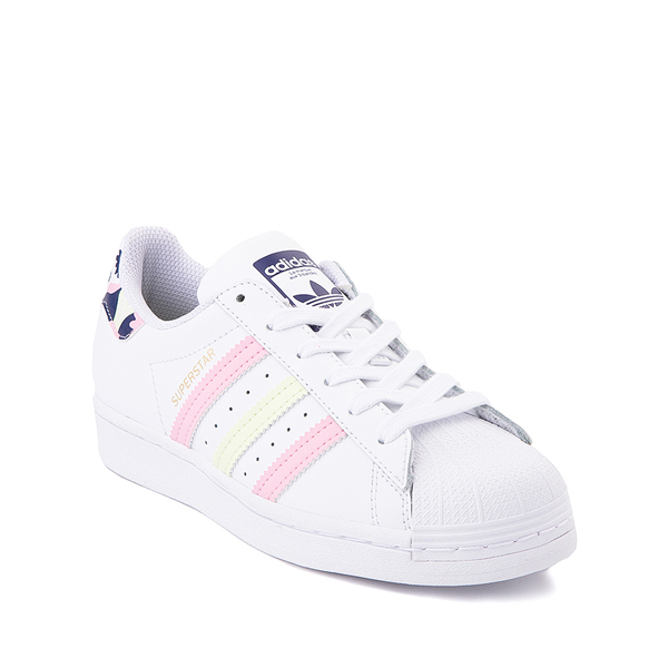 alternate view adidas Superstar Athletic Shoe - Big Kid - White / Pink / Lime / FloralALT5