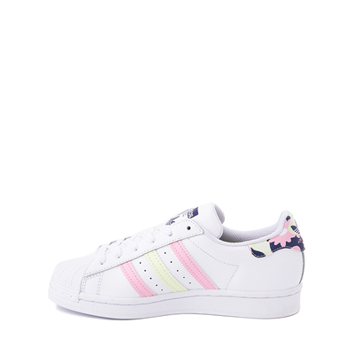 Alternate view of adidas Superstar Athletic Shoe - Big Kid - White / Pink / Lime / Floral