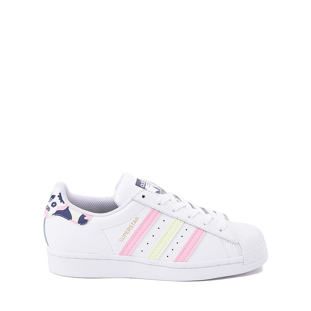 adidas Superstar Athletic Shoe - Big Kid - White / Pink / Lime / Floral