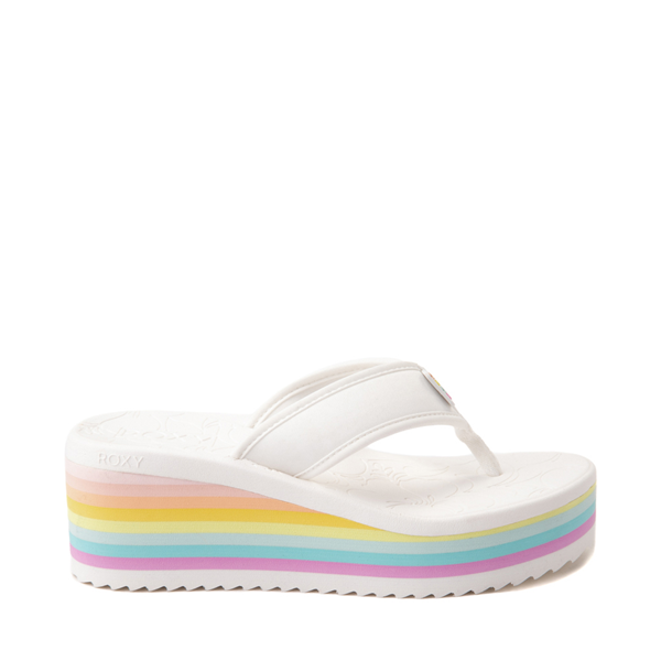 Main view of Womens Roxy Kallie Wedge Sandal - White / Pastel Rainbow