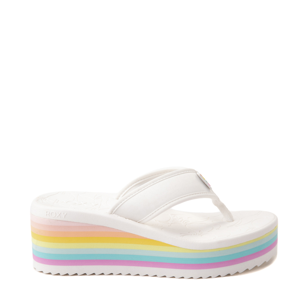 Womens Roxy Kallie Wedge Sandal - White / Pastel Rainbow
