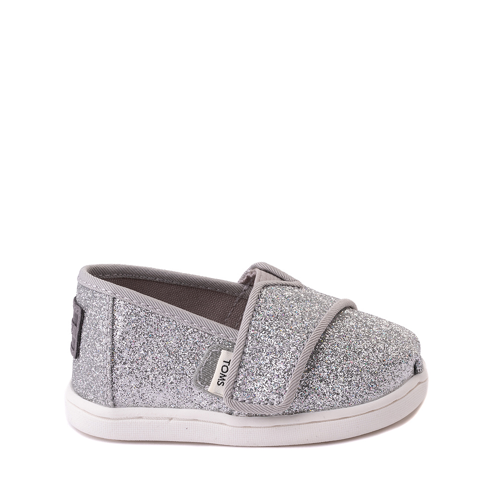 TOMS Classic Glitter Slip On Casual Shoe - Baby / Toddler / Little Kid - Silver