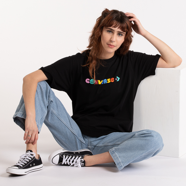 Main view of Womens Converse Smiley Tee - Black