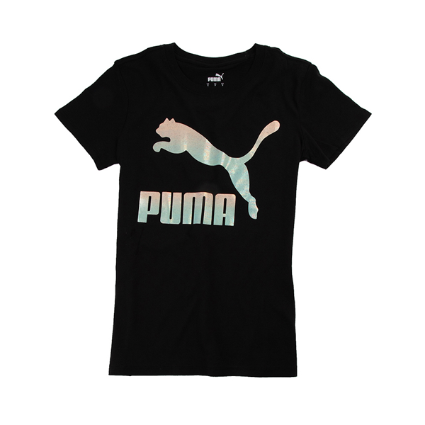 alternate view Womens Puma Classics Logo Tee - Black / SilverALT2