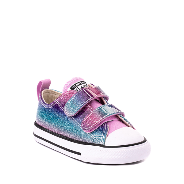 alternate view Converse Chuck Taylor All Star 2V Lo Glitter Sneaker - Baby / Toddler - Purple / MulticolorALT5