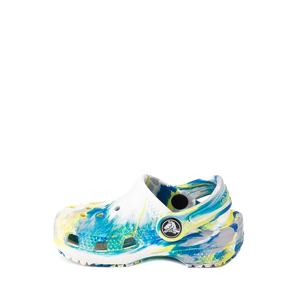 alternate view Crocs Classic Clog - Baby / Toddler - White / Marbled Bright CobaltALT1