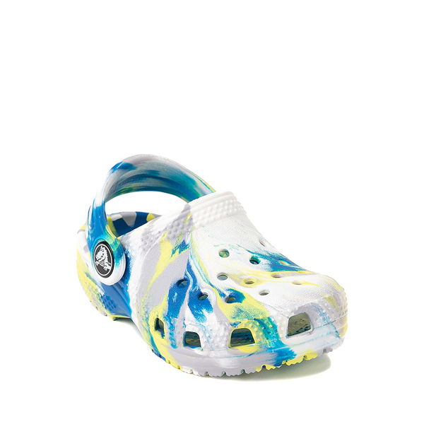 alternate view Crocs Classic Clog - Baby / Toddler - White / Marbled Bright CobaltALT5