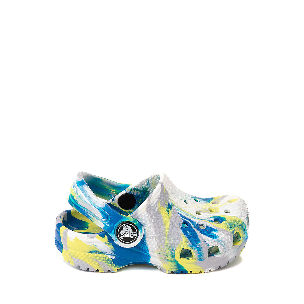 Crocs Classic Clog - Baby / Toddler - White / Marbled Bright Cobalt
