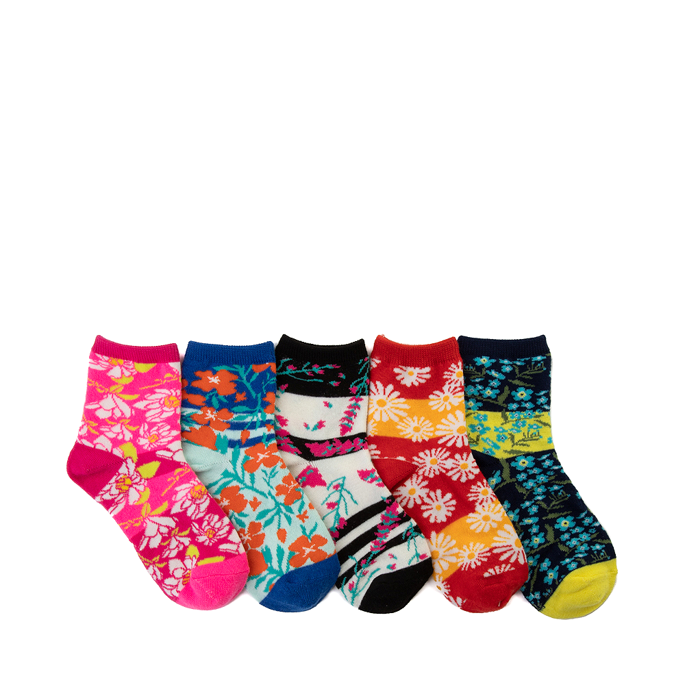 Floral Block Quarter Socks 5 Pack - Toddler - Multicolor