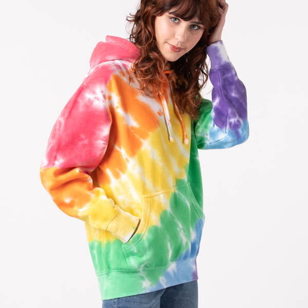Main view of Womens Sideways Rainbow Hoodie - Multicolor