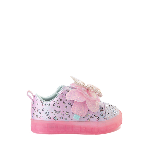 Main view of Skechers Twinkle Toes Shuffle Brights Butterfly Magic Sneaker - Toddler - Light Pink