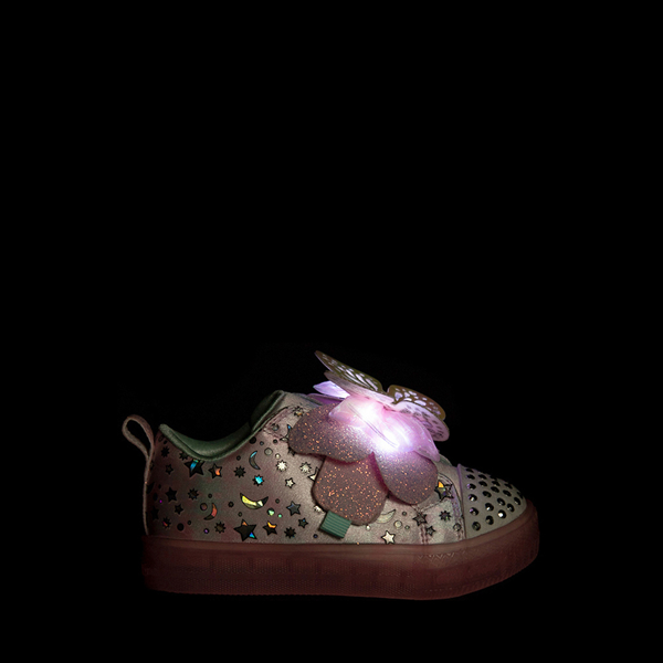alternate view Skechers Twinkle Toes Shuffle Brights Butterfly Magic Sneaker - Toddler - Light PinkALT1