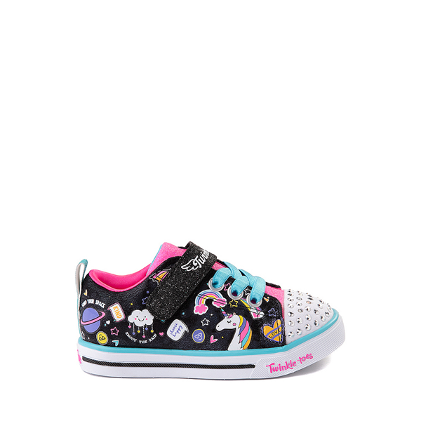 Main view of Skechers Twinkle Toes Sparkle Lite Happy Talk Sneaker - Toddler - Black / Pink