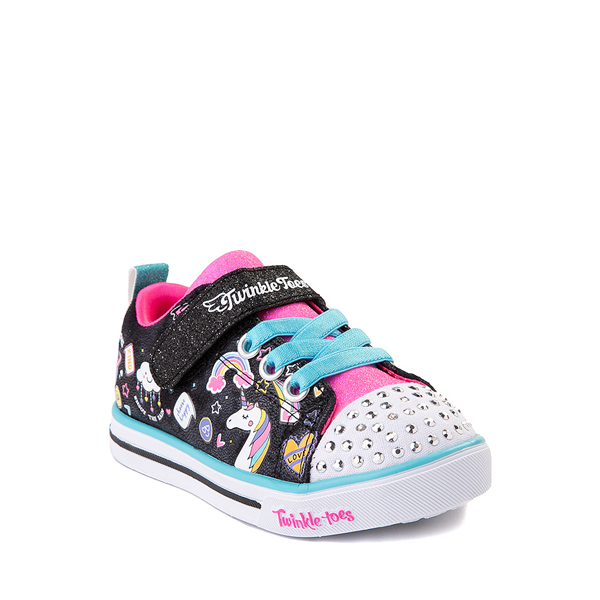 alternate view Skechers Twinkle Toes Sparkle Lite Happy Talk Sneaker - Toddler - Black / PinkALT5