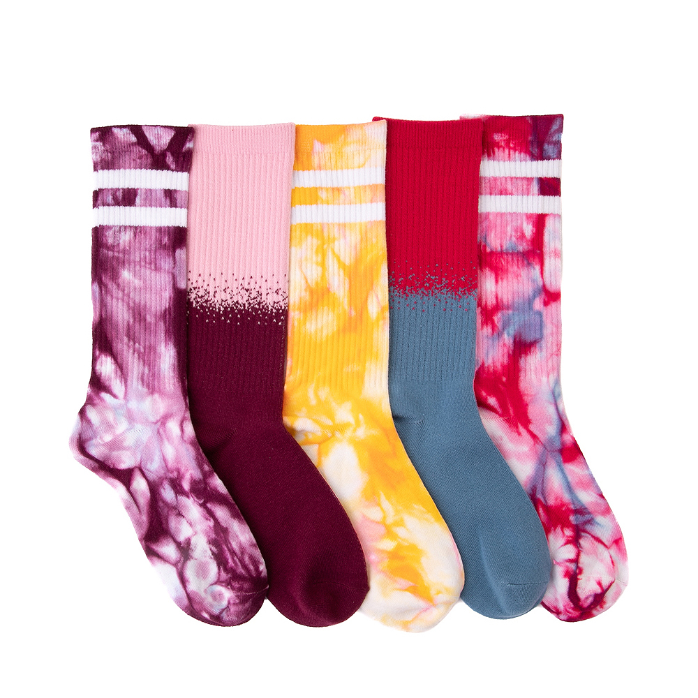 Womens Varsity Crew Socks 5 Pack - Tie Dye / Multicolor