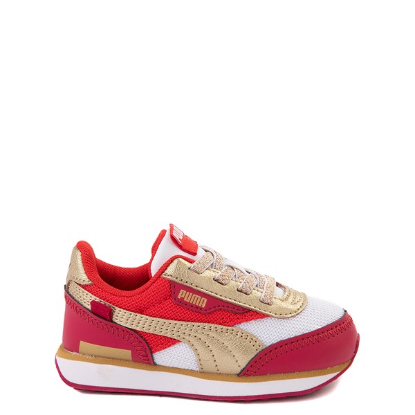 Main view of PUMA Future Rider Glitz Athletic Shoe - Baby / Toddler - Red / Gold / White