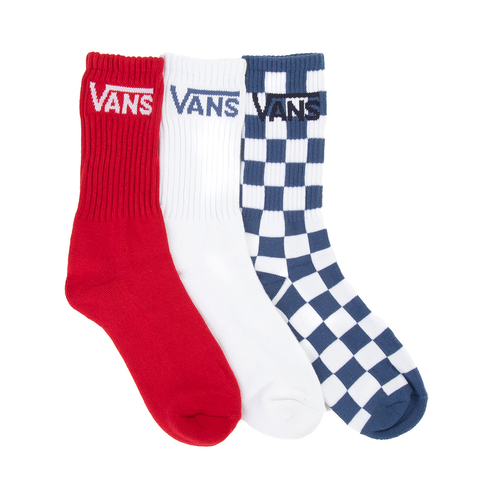 Vans Checkered Crew Socks 3 Pack - Little Kid - White / Navy / Red