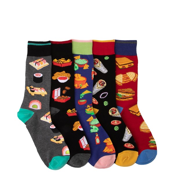 Main view of Mens Fast Food Crew Socks 5 Pack - Multicolor