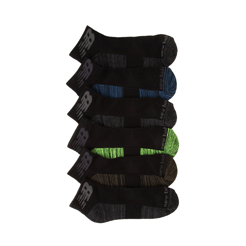 Mens New Balance Quarter Socks 6 Pack - Black / Multicolor