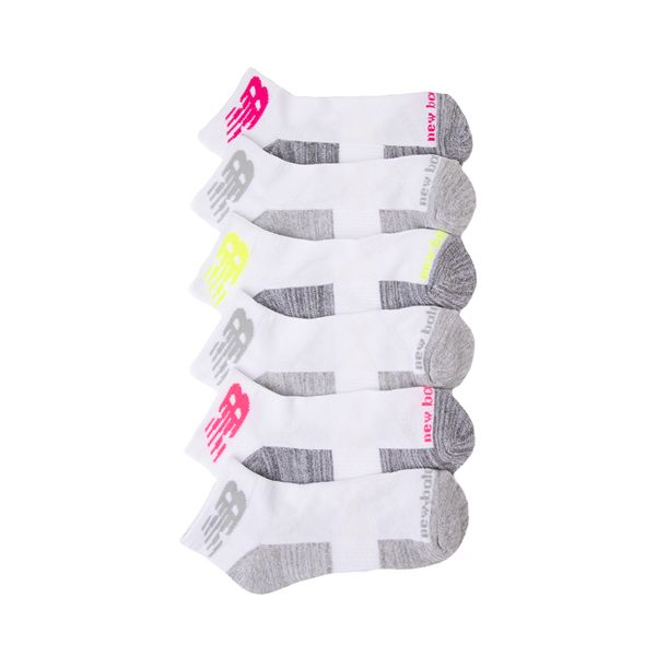 Main view of Womens New Balance Quarter Socks 6 Pack - White / Multicolor