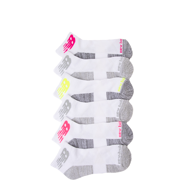 Main view of Womens New Balance Quarter Socks 6 Pack - White / Multicolor