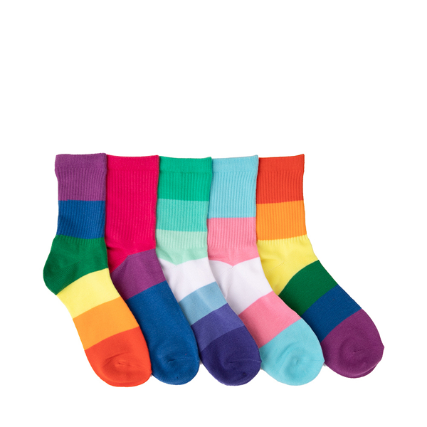 Main view of Mens Rainbow Half Crew Socks 5 Pack - Multicolor