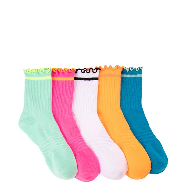 Main view of Womens Lettuce Edge Anklets 5 Pack - Multicolor