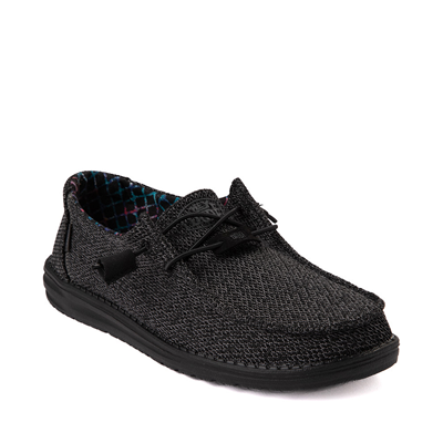 Stone White Hey Dude Wally Sox Jet Black Men's Slip On Loafer Knit