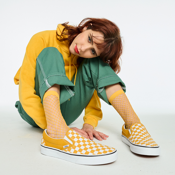 Vans Slip On Checkerboard Skate Shoe - Golden Yellow
